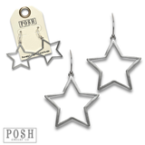 Matte Silver Finish Open Star Dangle Earring