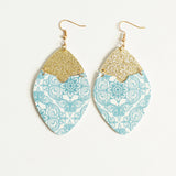 Josie Dangle Hinged Earring Light Blue Gold