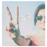 Silver Peace Sign Stud Earrings | Classic Symbol | Art Card Gift