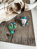 Western Pendant Adjustable Ring Cactus