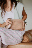Brown Woven Neoprene Crossbody Bag