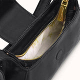 Graciela Petite Half-Moon Vegan Leather Shoulder Bag in Black