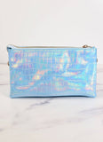 Liz 3 Divider Embossed Crossbody Convertible Bag Ocean Hologram