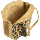 Magid Leopard Print Straw Jute Circle Tote