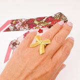 Cabled Adjustable Bow Ring Gold