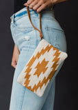 Cream Camel Western Aztec Cotton Wristlet