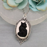 Purrfection Cat Cameo Silver Necklace