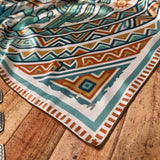 Aztec Cacti Print Silky Wild Rag | 36x36 | Jade & Rust