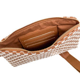 Emma Woven Vegan Leather Clutch Wristlet | Brown