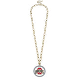 Ohio State Buckeyes Gray Enamel Medallion Necklace