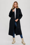 Handmade Double Breasted Longline Coat - Black