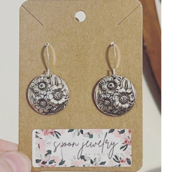 April Knife Handle Domed Round Dangle Earrings