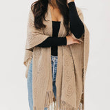 Prince Paisley Knitted Fringe Shawl Taupe