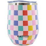 Multicolor Checkered Stainless Steel Insulated Wine Drink 12 oz Tumbler