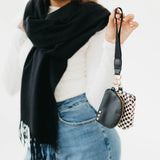 Wonderlust Woven Dual Pouch Wristlet Black Checkered