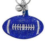 Bling Crystal Blue Football Game Day Tassel Keychain Bag Charm
