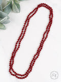 The Essential 60 inch Double Wrap Beaded Necklace Crimson Red 8MM