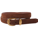 Classic Suede Belt | Caramel Brown with Gold Curve Buckle