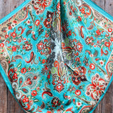 Turquoise 70's Paisley Wild Rag Scarf
