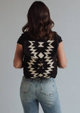 Black & Cream Aztec Woven Backpack