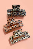 Rectangle Leopard Animal Print Hair Claw Clip Beige