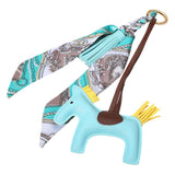 Vegan Leather Horse Tassel Scarf Keychain Bag Charm