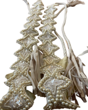 Beaded Star Adjustable Belt or Hat Band Ivory White