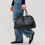 Rhonda Woven Vegan Leather Tote Bag | Black