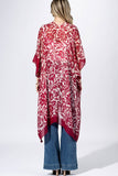 Punch Paisley Border Kimono | Red Boho Open-Front Layer
