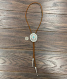 Western Bolo Necklace with Turquoise Concho Pendant