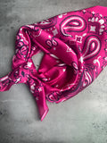 Magenta Bandana Paisley Western Wild Rag Scarf Silk Blend