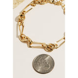 Mixed Rectangle Chain Link Bracelet Gold