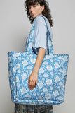 Quilted Jumbo Tote Bag – Blue Horse Print