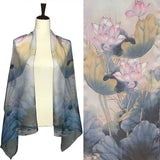 Silky Dress Scarf – Lotus Blue & Pink