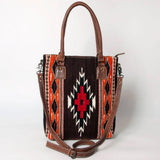 American Darling Saddle Blanket Tote - Handwoven Wool Leather Western Bag Black