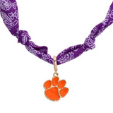 Clemson Tigers Bandana Scarf Necklace | Gold Logo Pendant