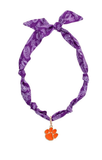Clemson Tigers Bandana Scarf Necklace | Gold Logo Pendant