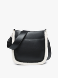 Chloe Teddy Trim Crossbody with Guitar Strap Black