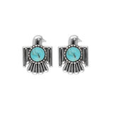 Blue Mohave Turquoise Bird Stud Earrings | 925 Sterling Silver
