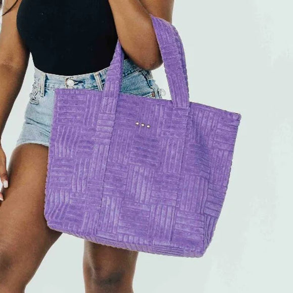 Teagan Terry Cloth Tote with Matching Pouch Purple