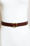 Minimalist Leather Gold Horseshoe Belt – Brown