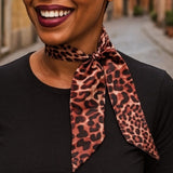 Tan and Brown Leopard Western Skinny Cowgirl Mini Wild Rag Scarf Necktie