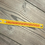 Adjustable Baseball Stitches Wrap Bracelets Yellow Red
