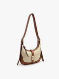 Ariana Straw & Vegan Leather Shoulder Bag in Natural/Brown