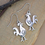 Country Girl Silver Chicken Earrings