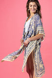 Lavender Loom Viscose Kimono | Retro Floral Boho Layer