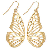 Gold Butterfly Wings Dangle Earrings