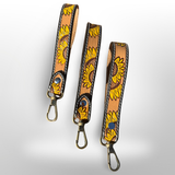 Tooled Leather Sunflower Western Wrist Strap Keychain