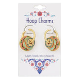 Pink Turquoise Gold Stacking Hoop Charm Earrings