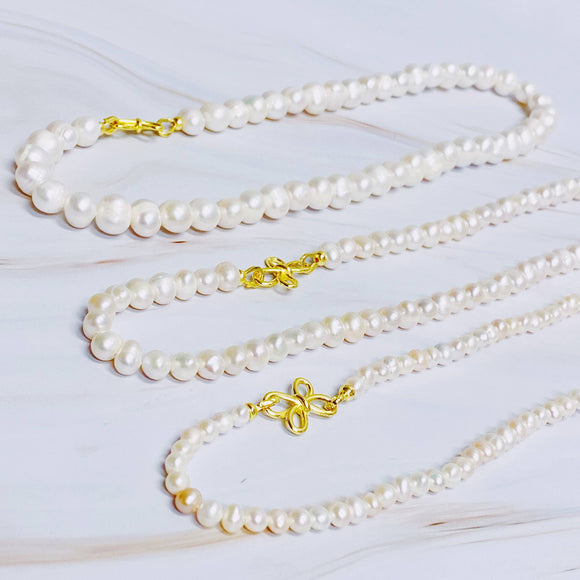 Clover Clasp Genuine Freshwater Pearl Necklace
